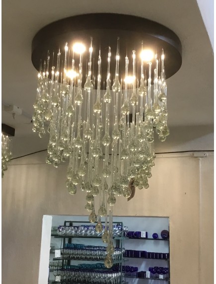 Candil Espiral Grande Gotas Cristal 